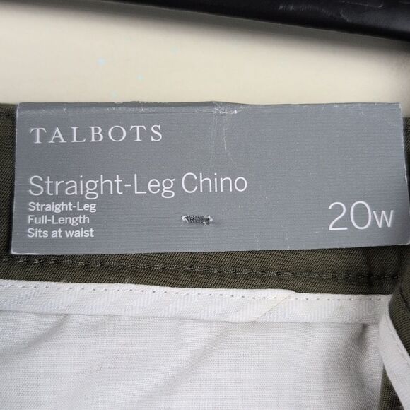 Talbots Plus Size Straight-Leg Chinos NWT Moss Green Size 20W - Picture 2 of 11
